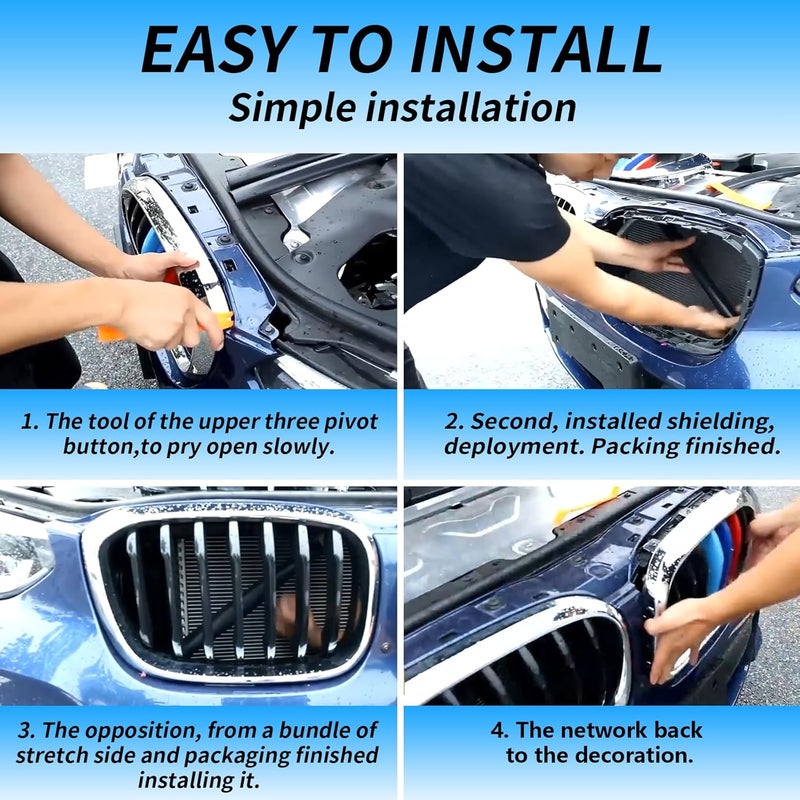SHSBSCAR إدخالات شبكة M-Sport V Brace مع شرائط تزيين، متوافقة مع BMW 3/4 Series F30 F32 320 328i 330 335 428 435 تزيين شبكة أمامية (أبيض-F30) - Image 3